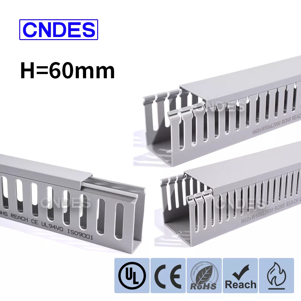 Conduit de câblage en PVC à fente gris de 60 mm de hauteur